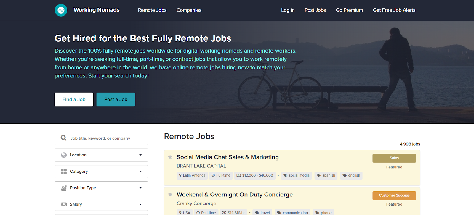 WorkingNomads: A remote job board for digital nomads