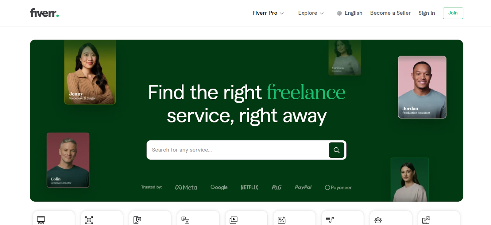 Fiverr: A site like Upwork for finding freelancers